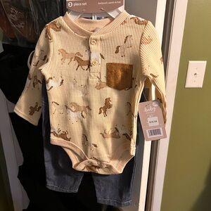 Baby Bodysuit with Horse Print and Pocket
